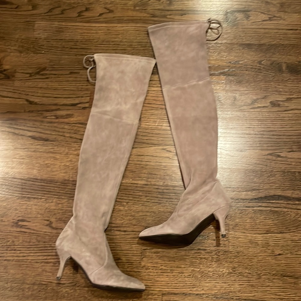 Stuart Weitzman Taupe Suede Thigh High Boots in size 8
